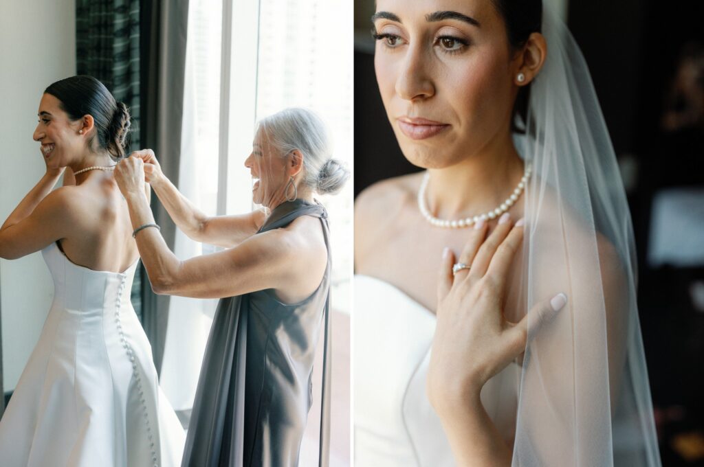 Loews Chicago Hotel rooftop wedding ceremony getting ready
